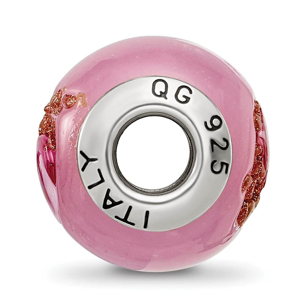 Alternate view of the Sterling Silver, Pink, Red and Brown Murano Glass Bead Charm by The Black Bow Jewelry Co.