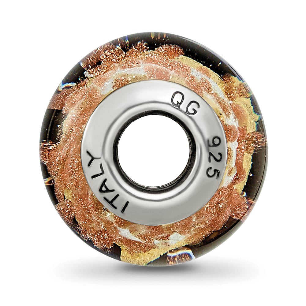 Alternate view of the Sterling Silver, White, Golden and Brown Murano Glass Bead Charm by The Black Bow Jewelry Co.