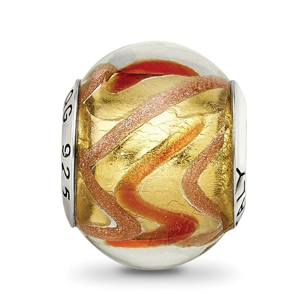 Alternate view of the Sterling Silver, Yellow, Golden and Red Murano Glass Bead Charm by The Black Bow Jewelry Co.