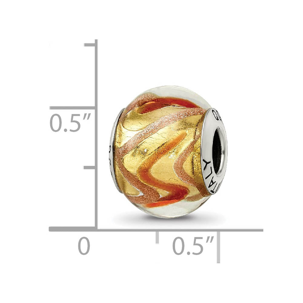 Alternate view of the Sterling Silver, Yellow, Golden and Red Murano Glass Bead Charm by The Black Bow Jewelry Co.