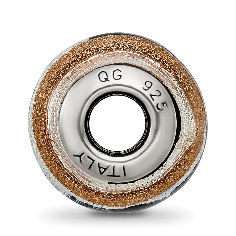 Alternate view of the Sterling Silver, Black, and Golden Murano Glass Bead Charm by The Black Bow Jewelry Co.