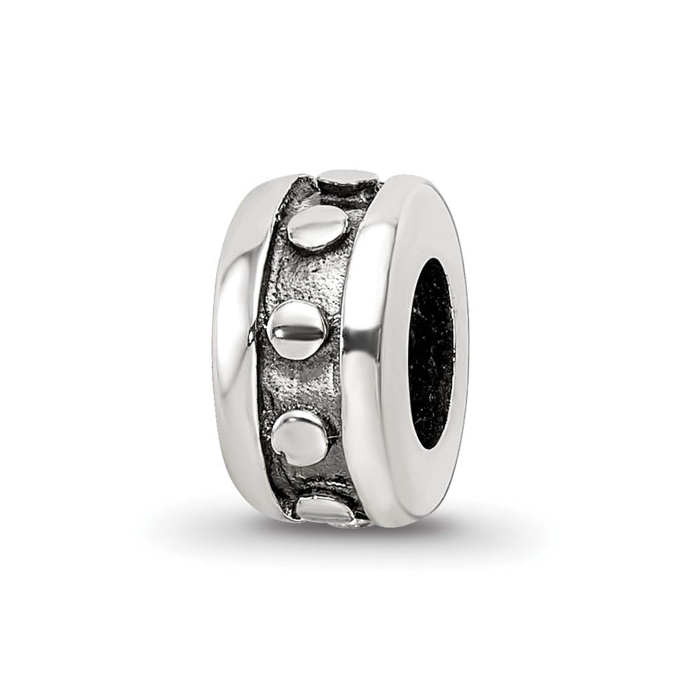 Sterling Silver Dotted Charmed Stopper and Spacer Bead Charm, Item B9648 by The Black Bow Jewelry Co.