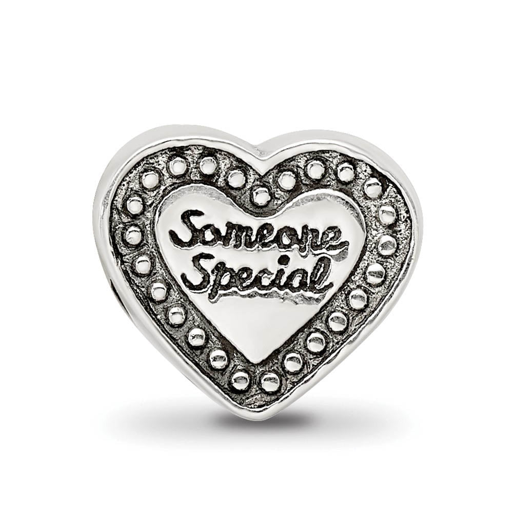 Alternate view of the Sterling Silver Someone Special Heart Bead Charm by The Black Bow Jewelry Co.