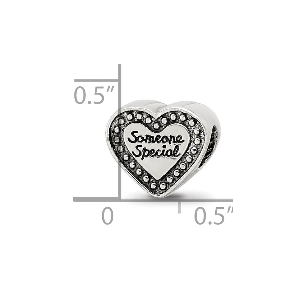 Alternate view of the Sterling Silver Someone Special Heart Bead Charm by The Black Bow Jewelry Co.
