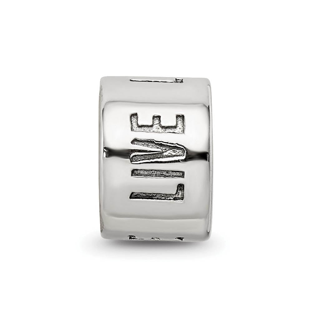 Alternate view of the Sterling Silver Live, Love, Laugh Expression Bead Charm by The Black Bow Jewelry Co.