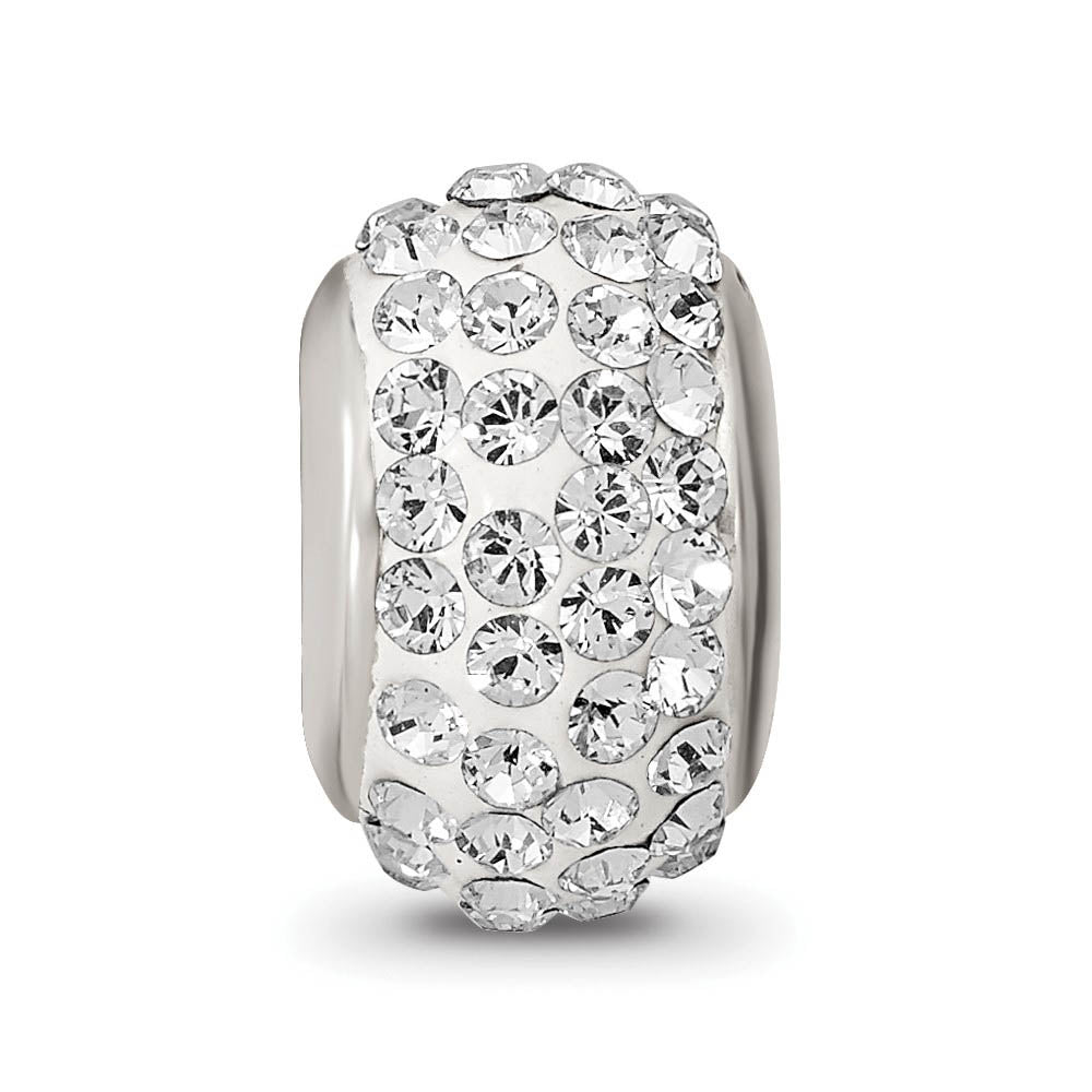 Alternate view of the Sterling Silver with White Crystals April Birthstone Bead Charm by The Black Bow Jewelry Co.