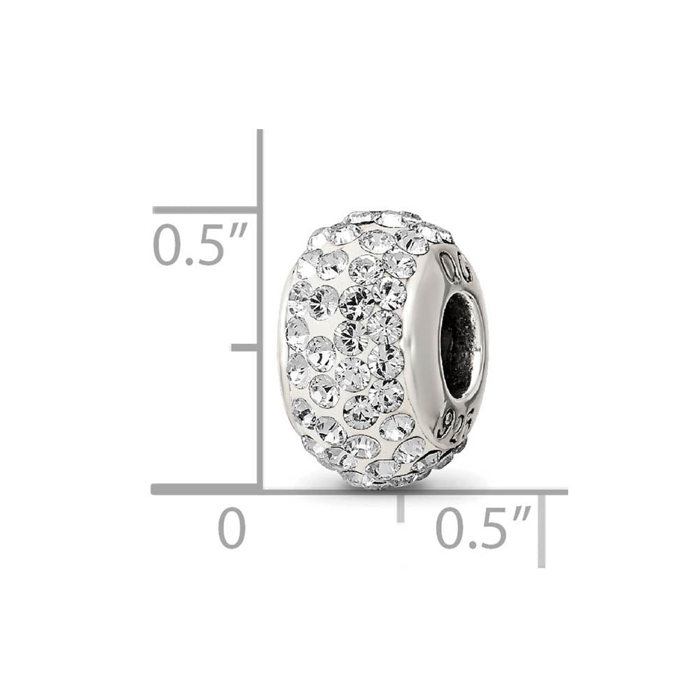 Alternate view of the Sterling Silver with White Crystals April Birthstone Bead Charm by The Black Bow Jewelry Co.