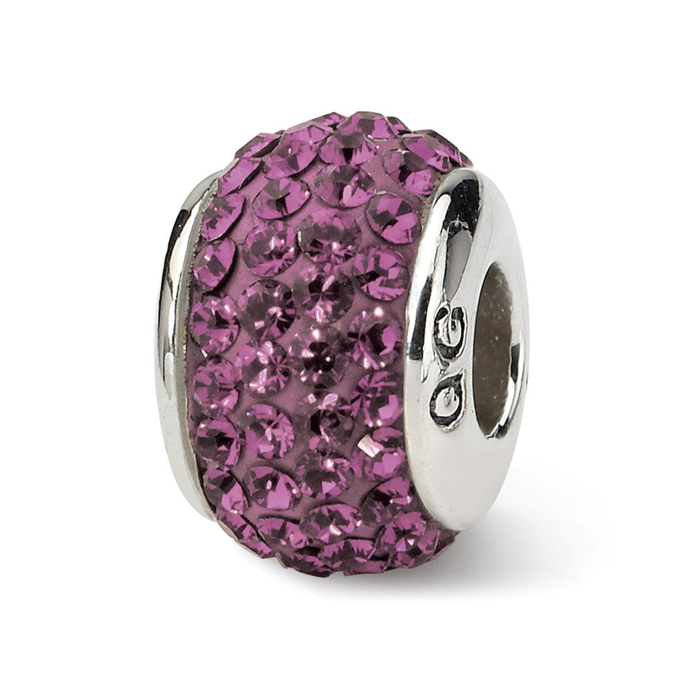 Sterling Silver with Purple Crystals February Birthstone Bead Charm, Item B9662 by The Black Bow Jewelry Co.