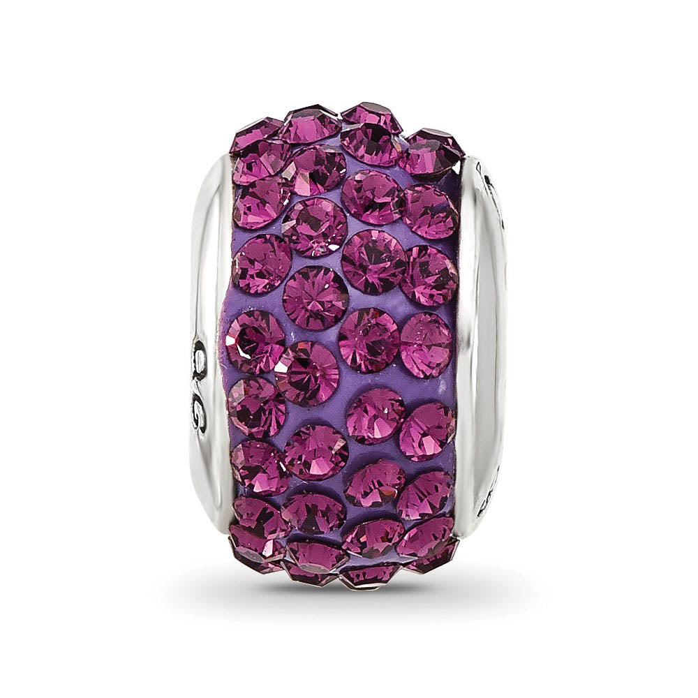 Alternate view of the Sterling Silver with Purple Crystals February Birthstone Bead Charm by The Black Bow Jewelry Co.