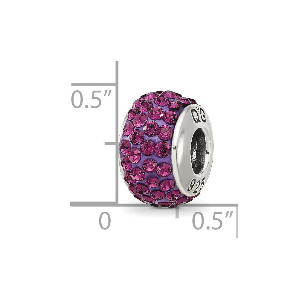 Alternate view of the Sterling Silver with Purple Crystals February Birthstone Bead Charm by The Black Bow Jewelry Co.