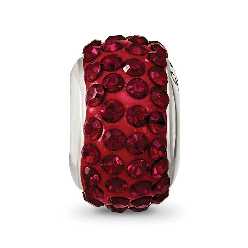 Alternate view of the Sterling Silver with Deep Red Crystals January Birthstone Bead Charm by The Black Bow Jewelry Co.