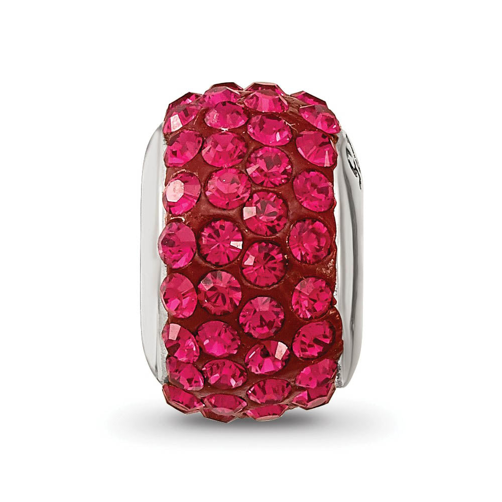 Alternate view of the Sterling Silver with Dark Pink Crystals July Birthstone Bead Charm by The Black Bow Jewelry Co.