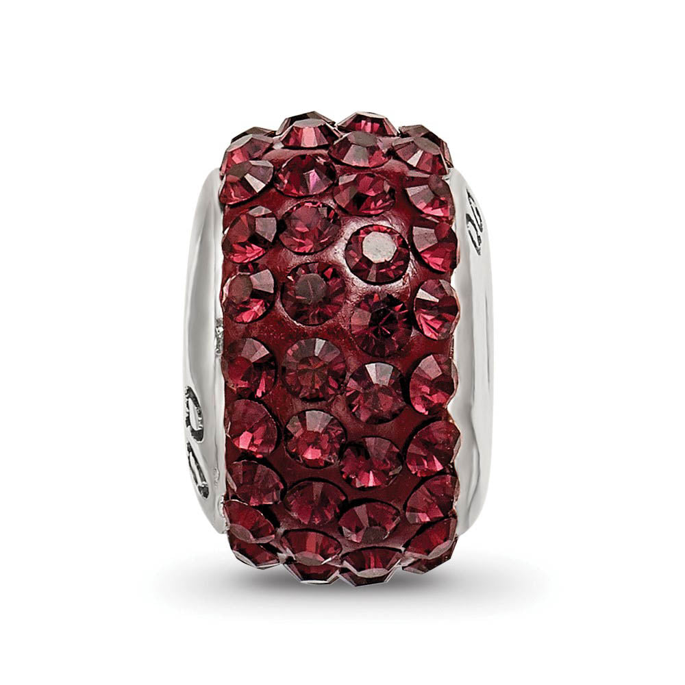 Alternate view of the Sterling Silver with Red Raspberry Crystals June Birthstone Bead Charm by The Black Bow Jewelry Co.