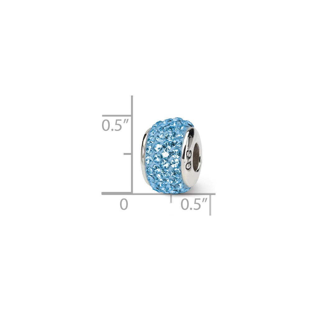 Alternate view of the Sterling Silver with Light Blue Crystals March Birthstone Bead Charm by The Black Bow Jewelry Co.