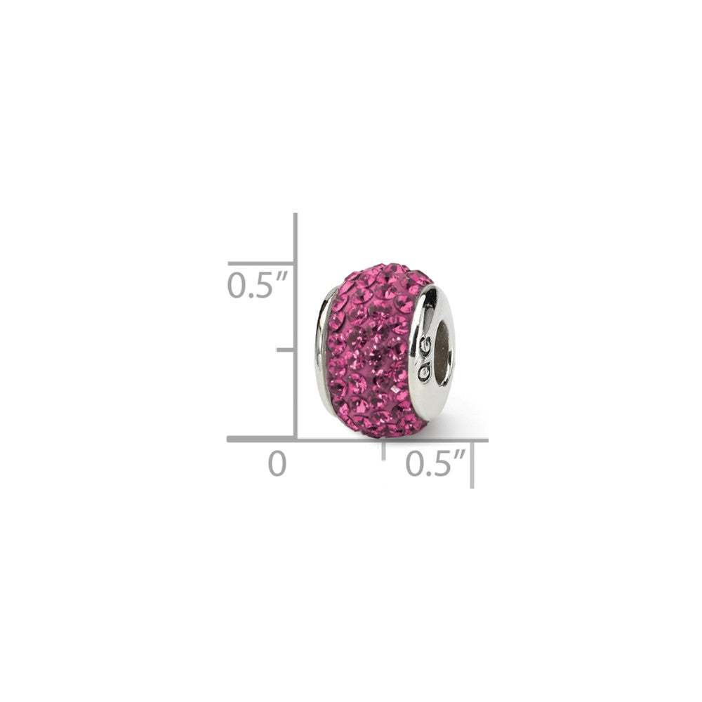 Alternate view of the Sterling Silver with Pink Crystals October Birthstone Bead Charm by The Black Bow Jewelry Co.