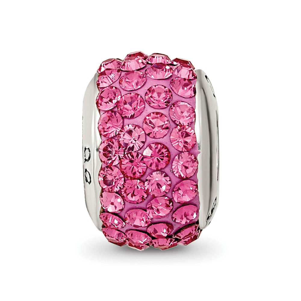 Alternate view of the Sterling Silver with Pink Crystals October Birthstone Bead Charm by The Black Bow Jewelry Co.
