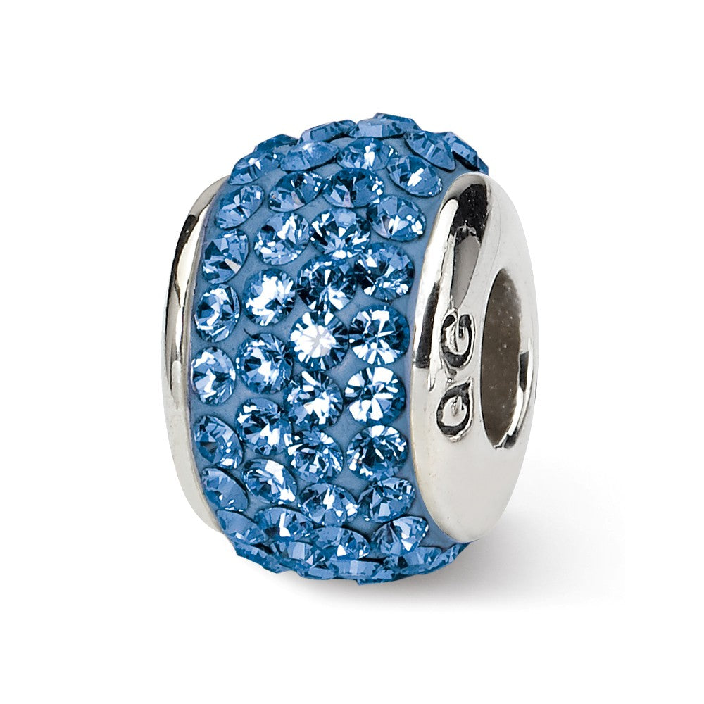 Sterling Silver with Blue Crystals Sept Birthstone Bead Charm, Item B9670 by The Black Bow Jewelry Co.