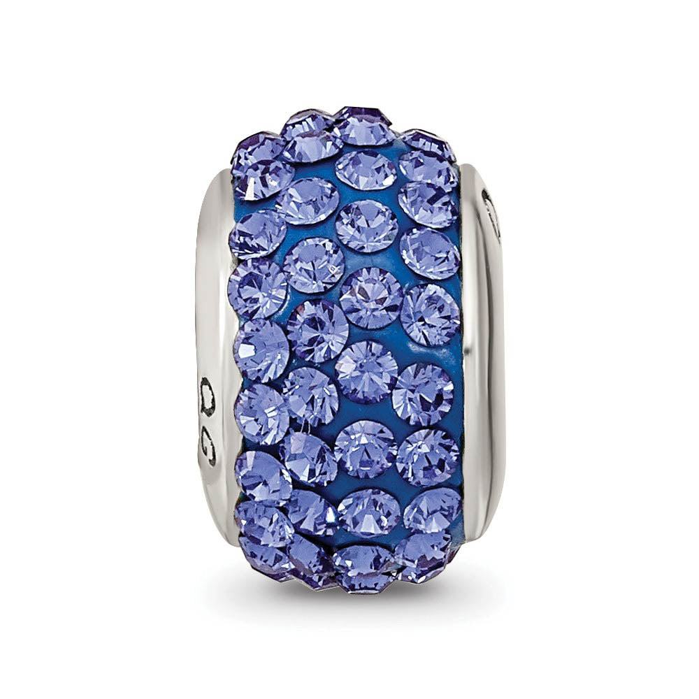 Alternate view of the Sterling Silver with Blue Crystals Sept Birthstone Bead Charm by The Black Bow Jewelry Co.