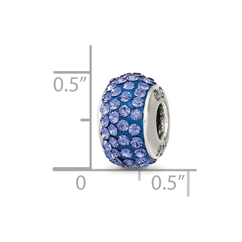 Alternate view of the Sterling Silver with Blue Crystals Sept Birthstone Bead Charm by The Black Bow Jewelry Co.