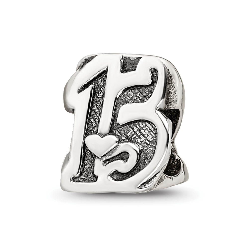 Sterling Silver Special Year Number 15 Bead Charm, Item B9671 by The Black Bow Jewelry Co.