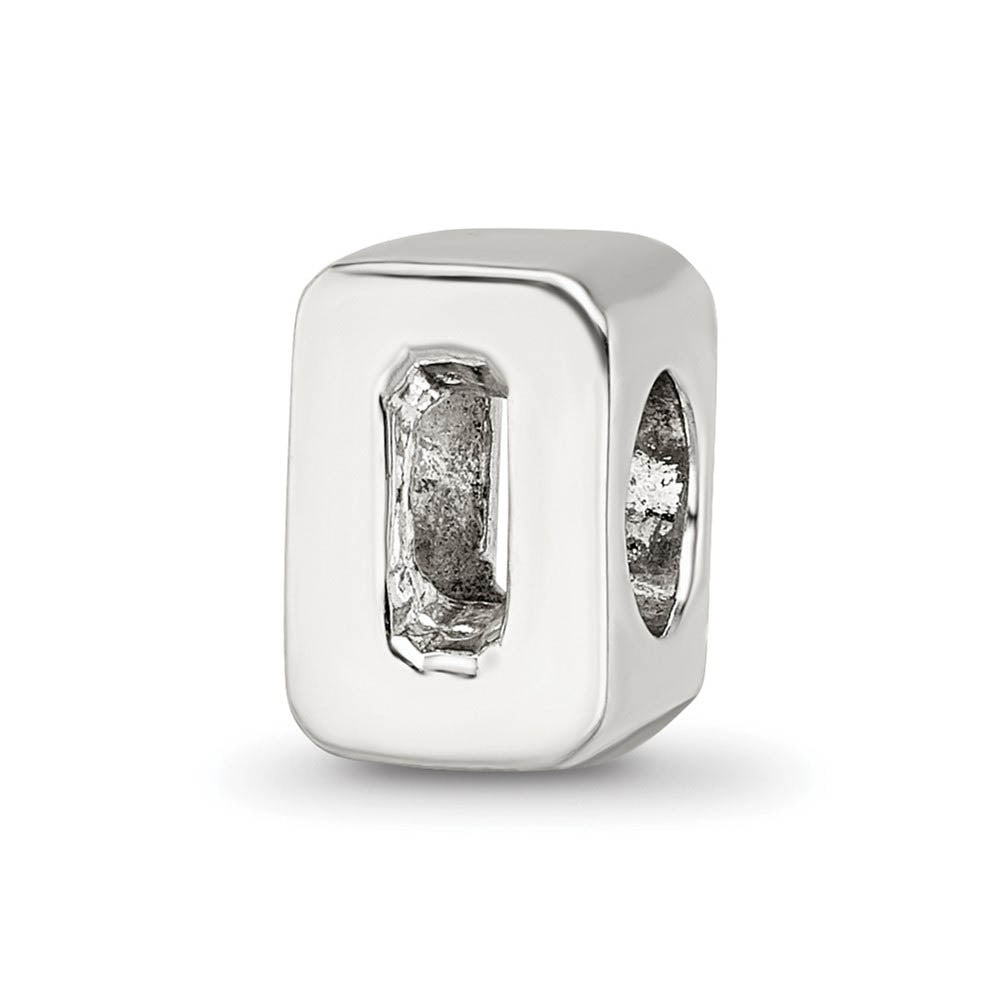 Sterling Silver Block Style, Number 0 Bead Charm, Item B9675 by The Black Bow Jewelry Co.