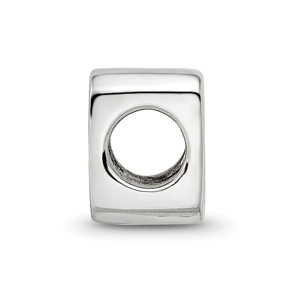 Alternate view of the Sterling Silver Block Style, Number 0 Bead Charm by The Black Bow Jewelry Co.