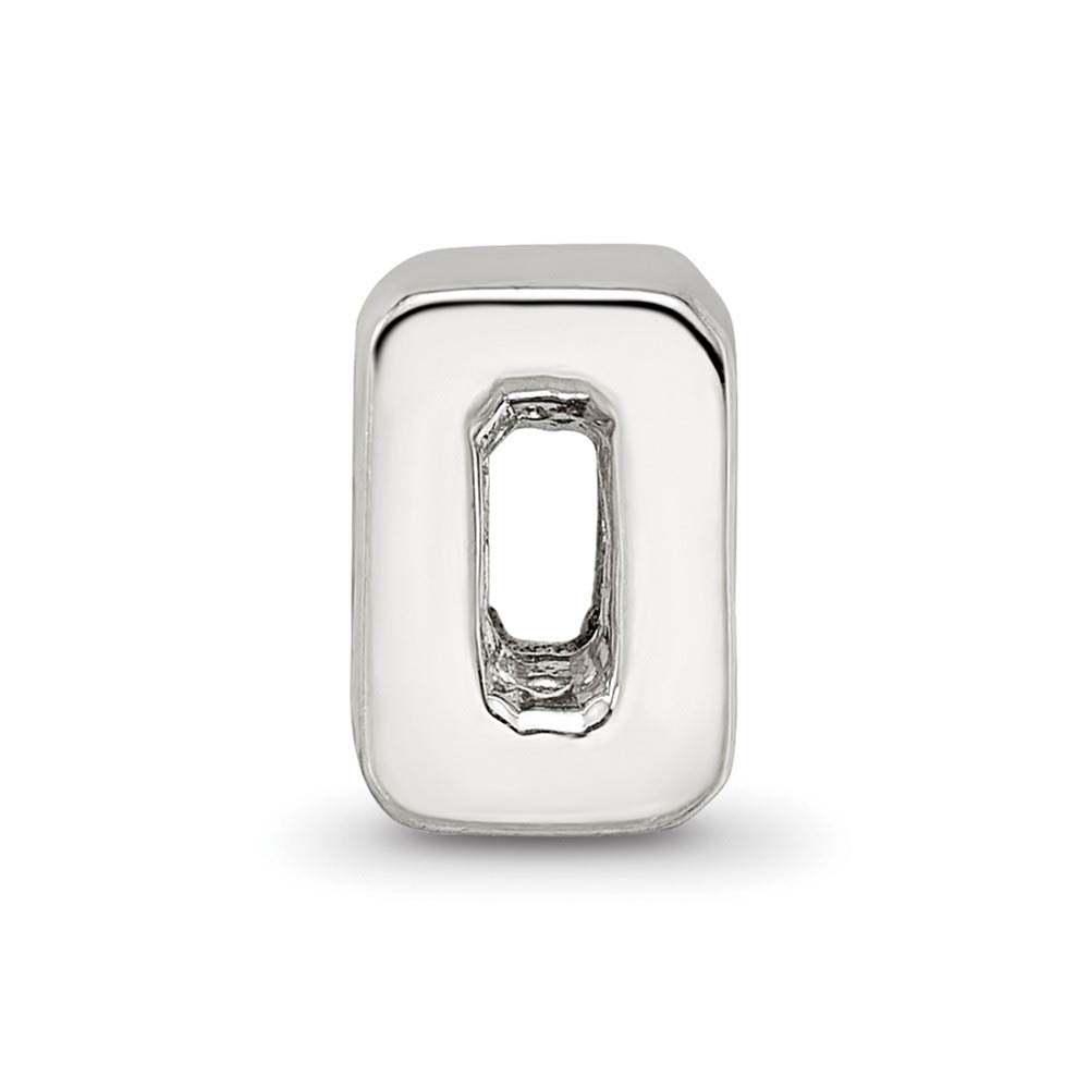 Alternate view of the Sterling Silver Block Style, Number 0 Bead Charm by The Black Bow Jewelry Co.