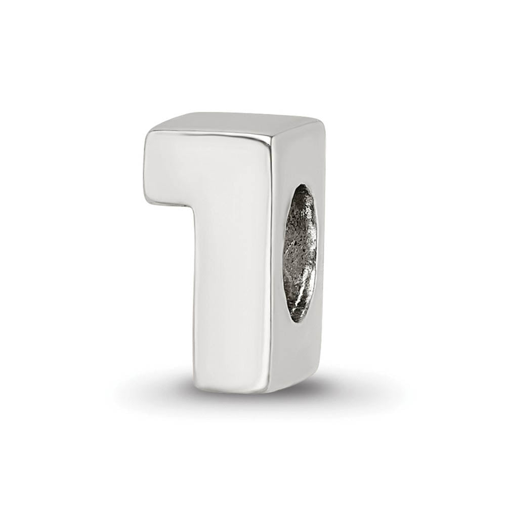 Sterling Silver Block Style, Number 1 Bead Charm, Item B9676 by The Black Bow Jewelry Co.