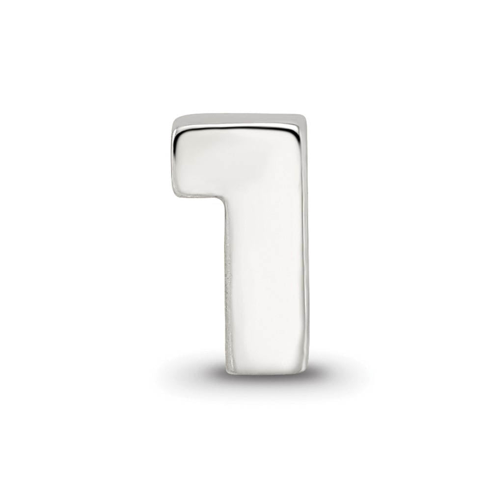 Alternate view of the Sterling Silver Block Style, Number 1 Bead Charm by The Black Bow Jewelry Co.