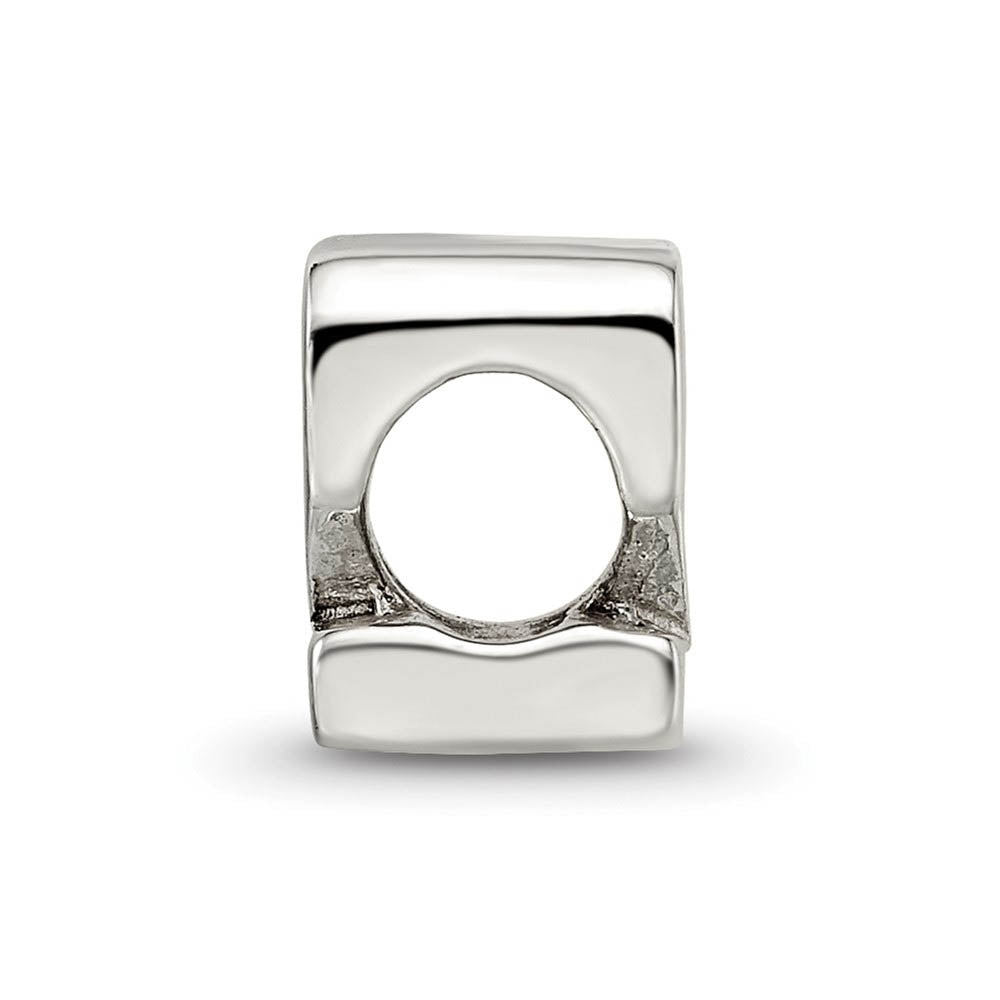 Alternate view of the Sterling Silver Block Style, Number 2 Bead Charm by The Black Bow Jewelry Co.
