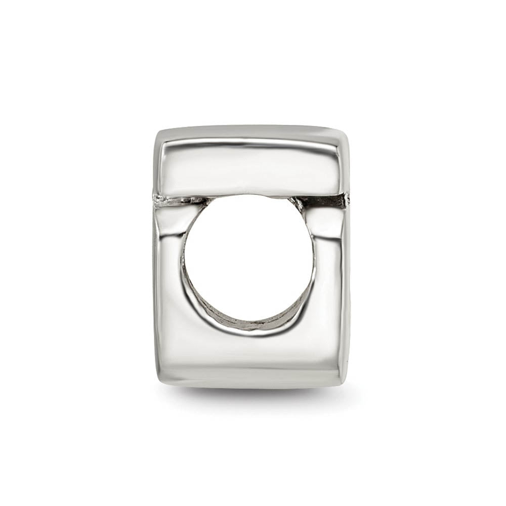 Alternate view of the Sterling Silver Block Style, Number 5 Bead Charm by The Black Bow Jewelry Co.