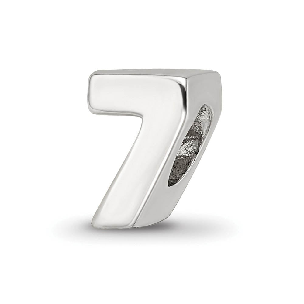 Sterling Silver Block Style, Number 7 Bead Charm, Item B9682 by The Black Bow Jewelry Co.