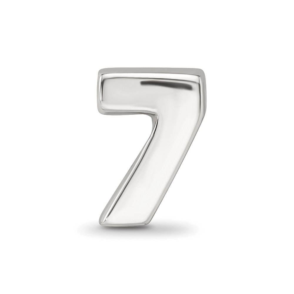 Alternate view of the Sterling Silver Block Style, Number 7 Bead Charm by The Black Bow Jewelry Co.