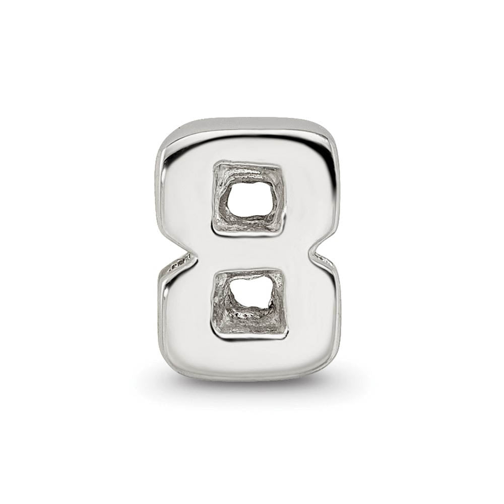 Alternate view of the Sterling Silver Block Style, Number 8 Bead Charm by The Black Bow Jewelry Co.