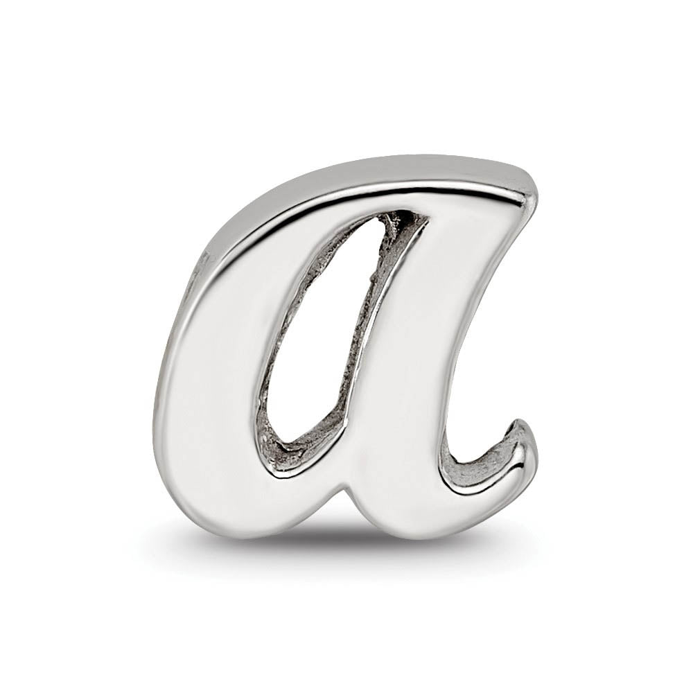 Alternate view of the Sterling Silver Script Style, Letter A Bead Charm by The Black Bow Jewelry Co.