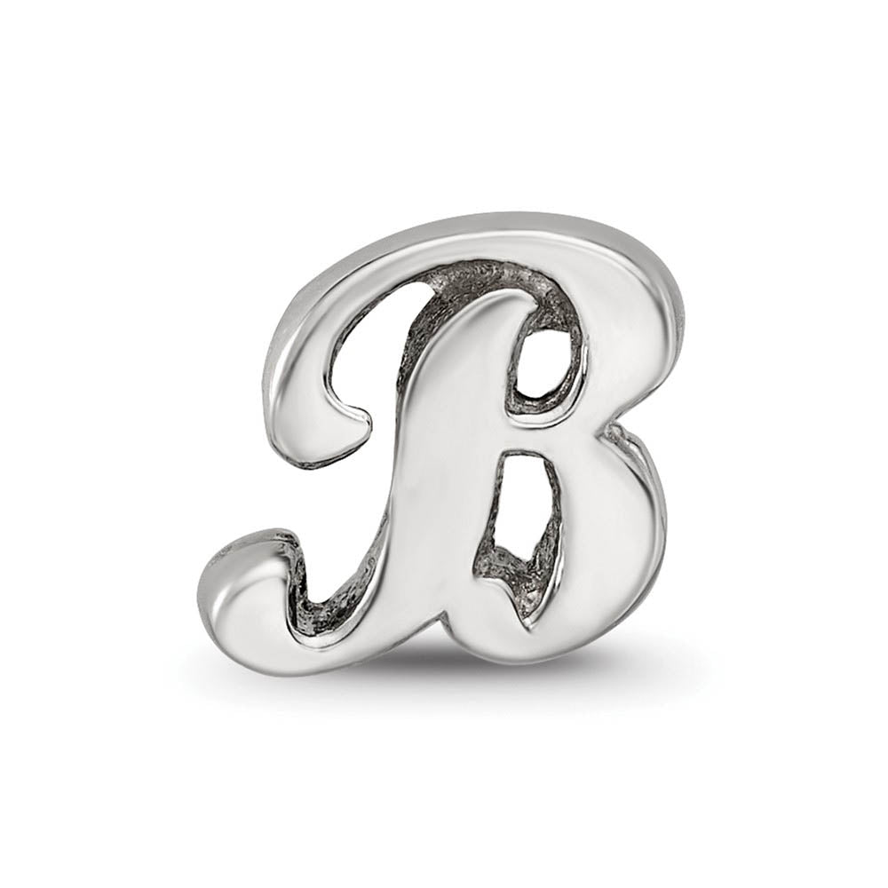 Alternate view of the Sterling Silver Script Style, Letter B Bead Charm by The Black Bow Jewelry Co.
