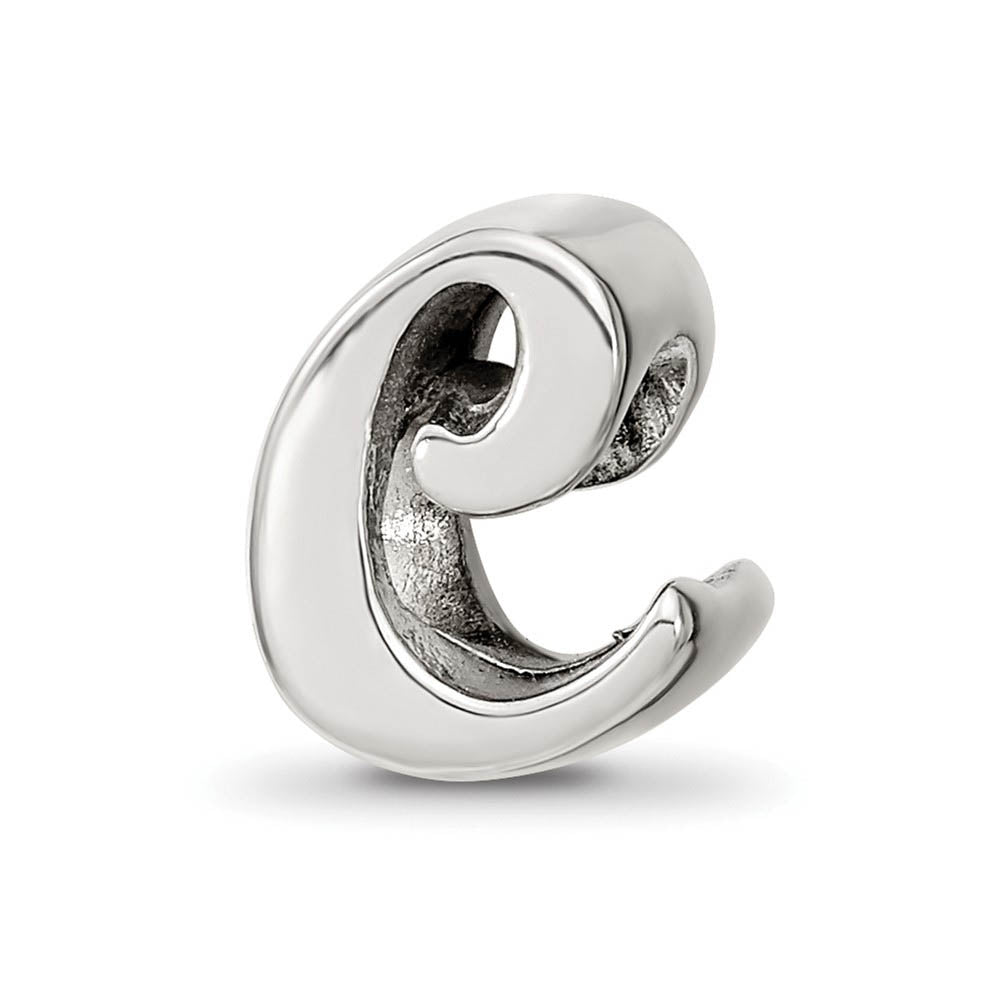 Sterling Silver Script Style, Letter C Bead Charm, Item B9687 by The Black Bow Jewelry Co.