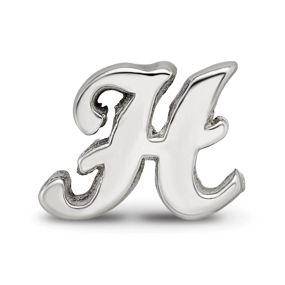 Alternate view of the Sterling Silver Script Style, Letter H Bead Charm by The Black Bow Jewelry Co.