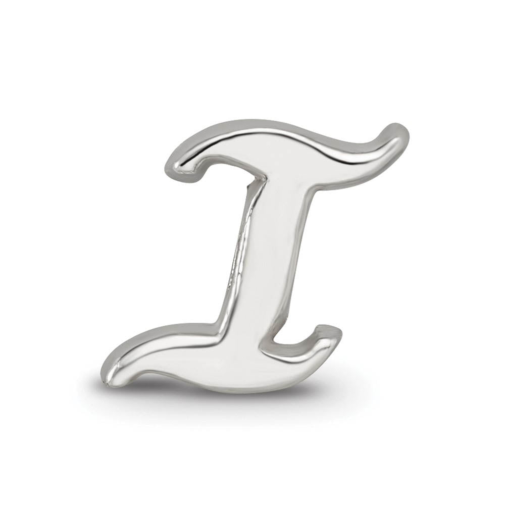 Alternate view of the Sterling Silver Script Style, Letter I Bead Charm by The Black Bow Jewelry Co.