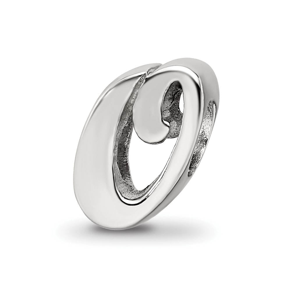 Sterling Silver Script Style, Letter O Bead Charm, Item B9699 by The Black Bow Jewelry Co.