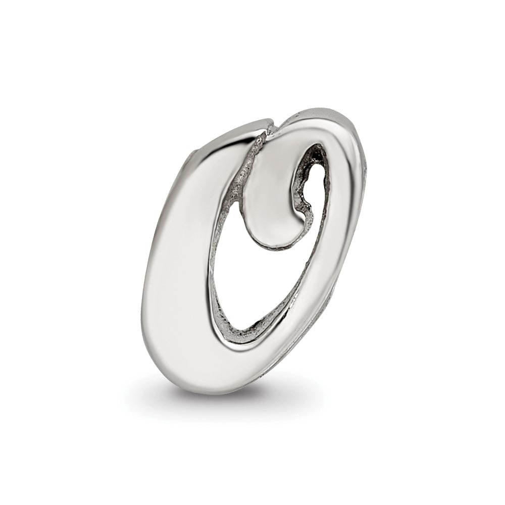 Alternate view of the Sterling Silver Script Style, Letter O Bead Charm by The Black Bow Jewelry Co.