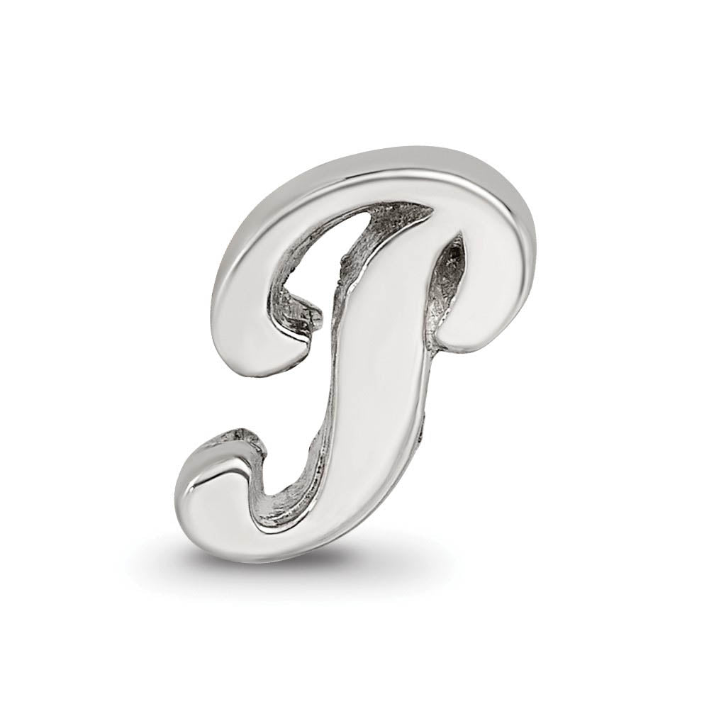 Alternate view of the Sterling Silver Script Style, Letter P Bead Charm by The Black Bow Jewelry Co.