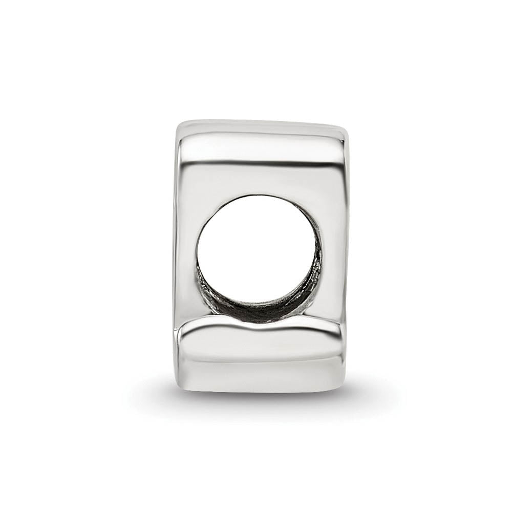 Alternate view of the Sterling Silver Script Style, Letter Q Bead Charm by The Black Bow Jewelry Co.