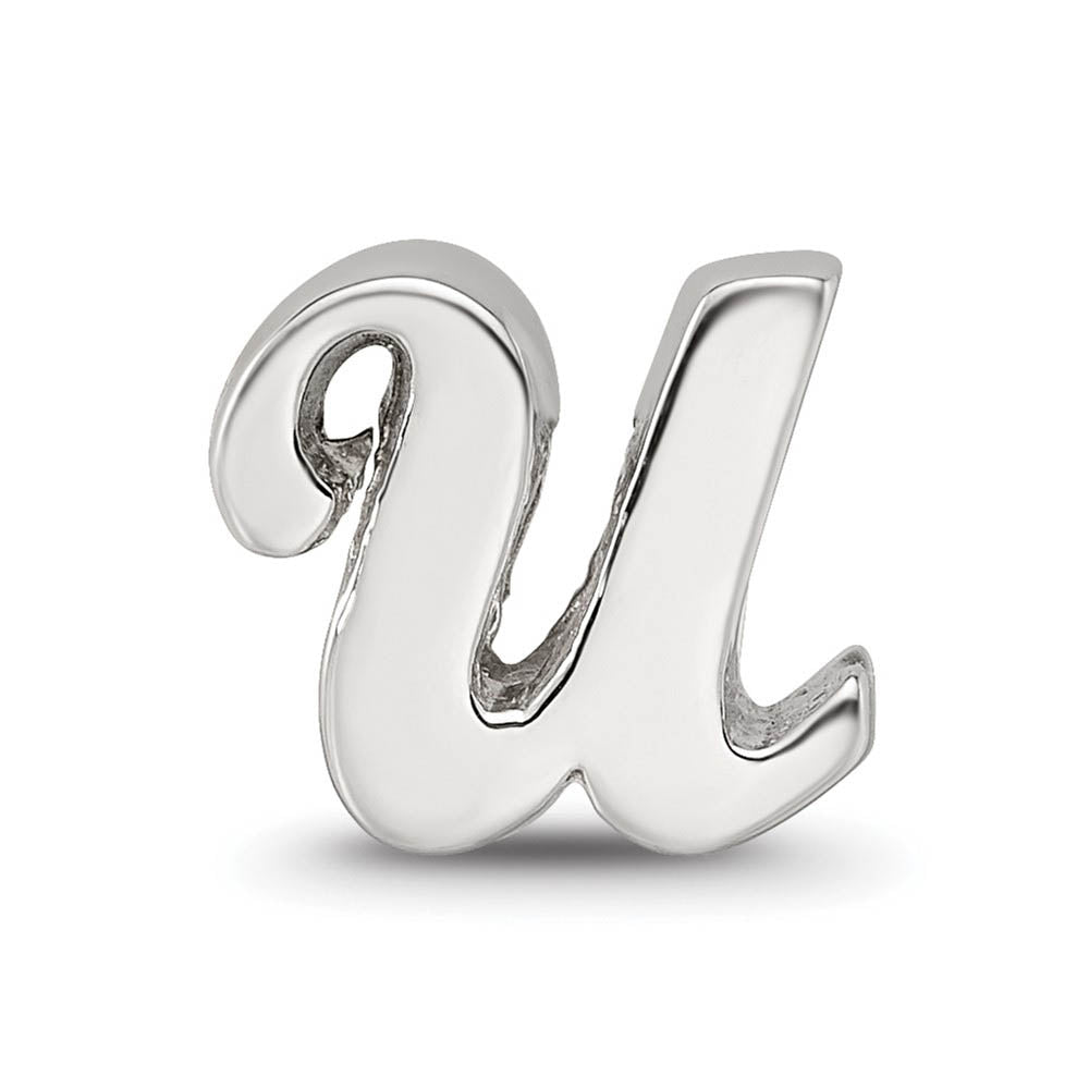 Alternate view of the Sterling Silver Script Style, Letter U Bead Charm by The Black Bow Jewelry Co.