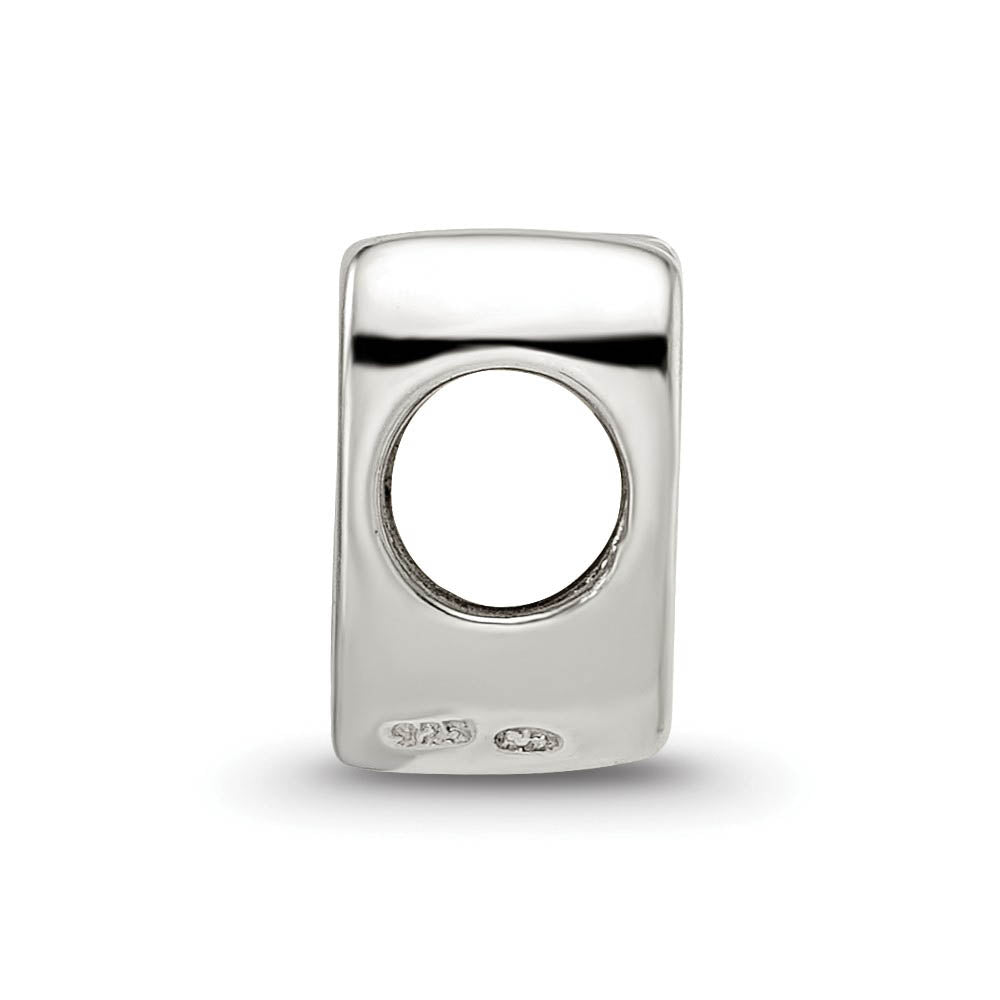 Alternate view of the Sterling Silver Script Style, Letter W Bead Charm by The Black Bow Jewelry Co.