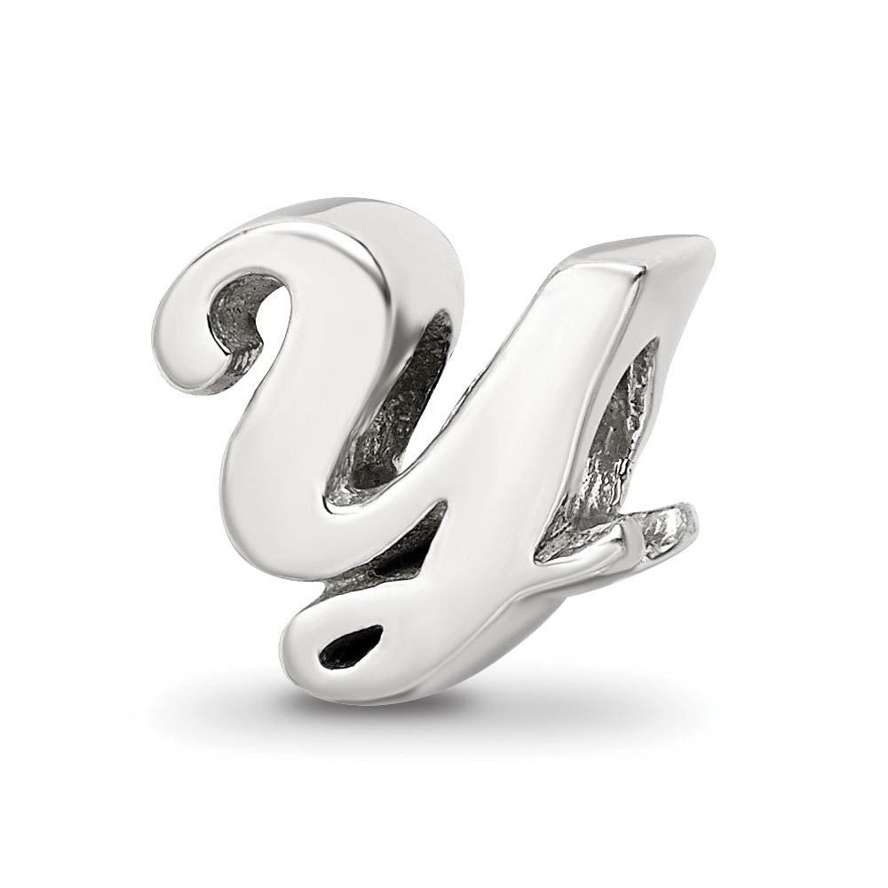 Sterling Silver Script Style, Letter Y Bead Charm, Item B9709 by The Black Bow Jewelry Co.