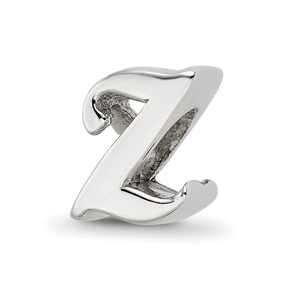 Sterling Silver Script Style, Letter Z Bead Charm, Item B9710 by The Black Bow Jewelry Co.