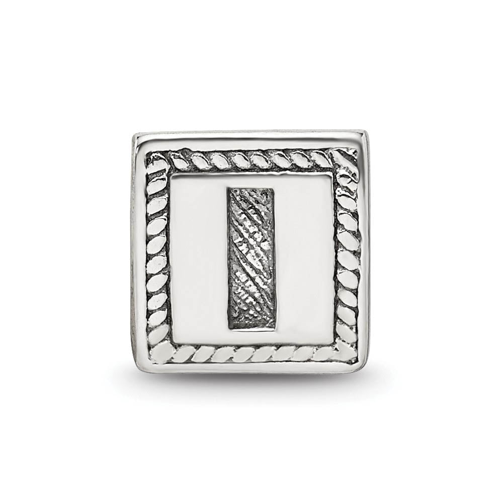 Alternate view of the Triangle Block, Letter I Sterling Silver Bead Charm by The Black Bow Jewelry Co.