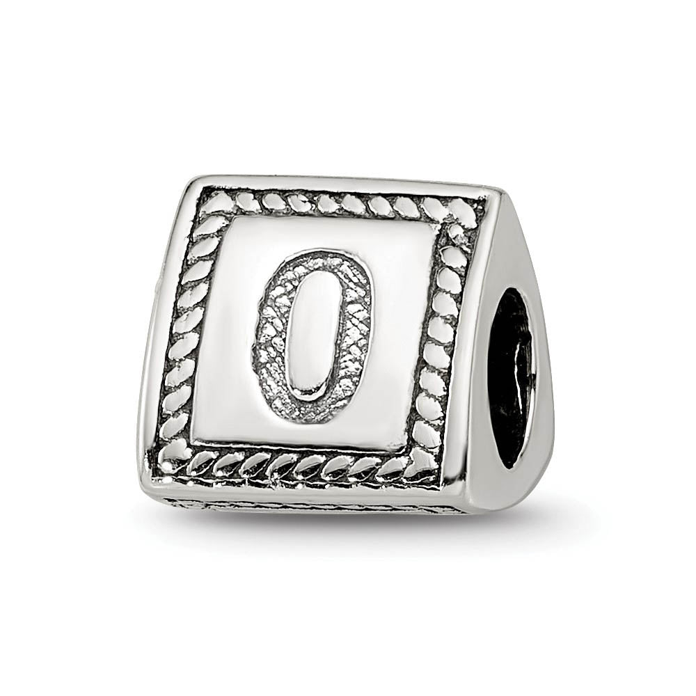 Triangle Block, Number 0 Sterling Silver Bead Charm, Item B9737 by The Black Bow Jewelry Co.