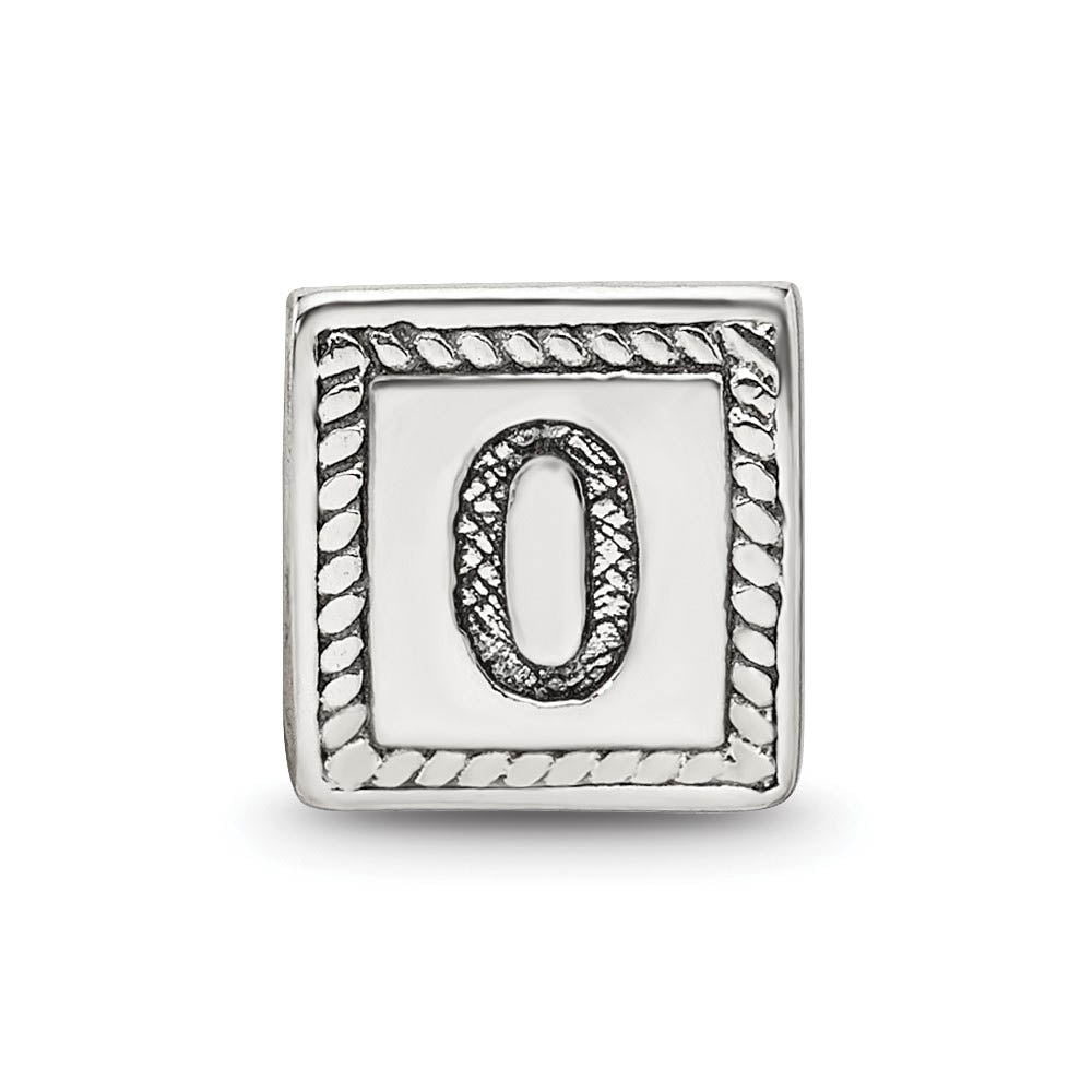 Alternate view of the Triangle Block, Number 0 Sterling Silver Bead Charm by The Black Bow Jewelry Co.